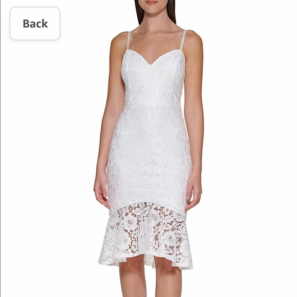 GUESS Marciano White Bodycon Lace w/ Flounce Hem - Size XS, 2 - Picture 1 of 7